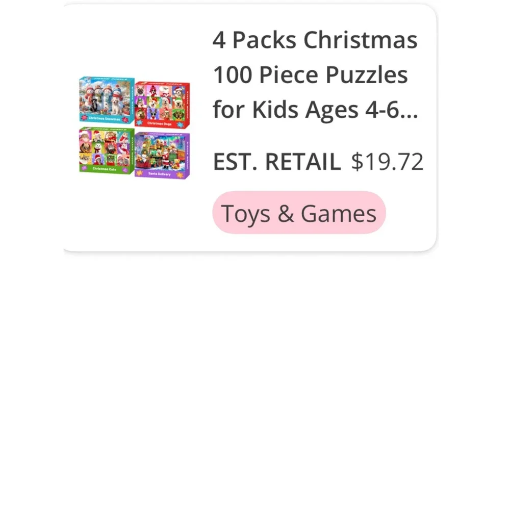 4 in 1 Set 100 Piece Christmas Puzzles for Kids Ages 4-6‎ Holiday Fun 4 Pack